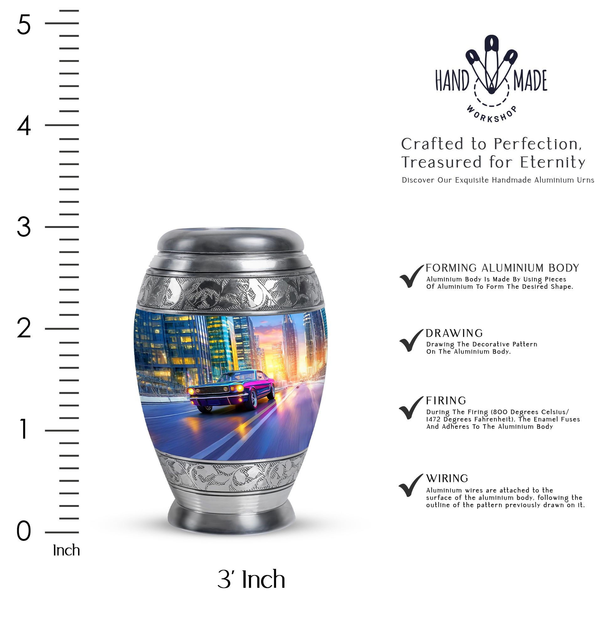 Navy Blue Car Cremation Urn lifestyle display on memorial shelf - regal car design with crown-inspired accents - mini keepsake memorial for portion of cremation ashes
