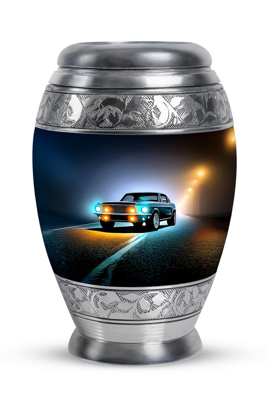 Personalized Black Steadfast Car Cremation Urns for Human Ashes - 10-inch, 200 cu in - Karyliz