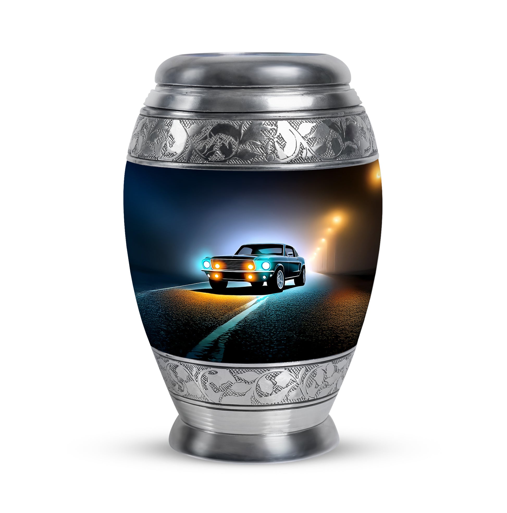 Personalized Black Steadfast Car Cremation Urns for Human Ashes - 10-inch, 200 cu in - Karyliz
