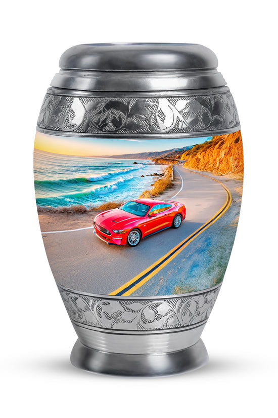 Personalized Car Cremation Urns - Pristine Blue 10-inch, 200 cu in - Karyliz