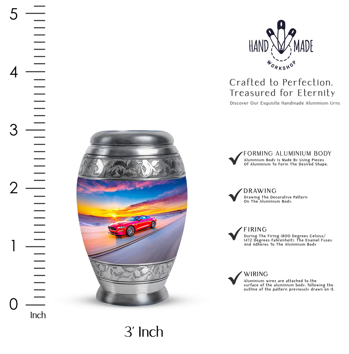 Azure Car Cremation Urn lifestyle display on memorial shelf - regal car design with crown-inspired accents - mini keepsake memorial for portion of cremation ashes