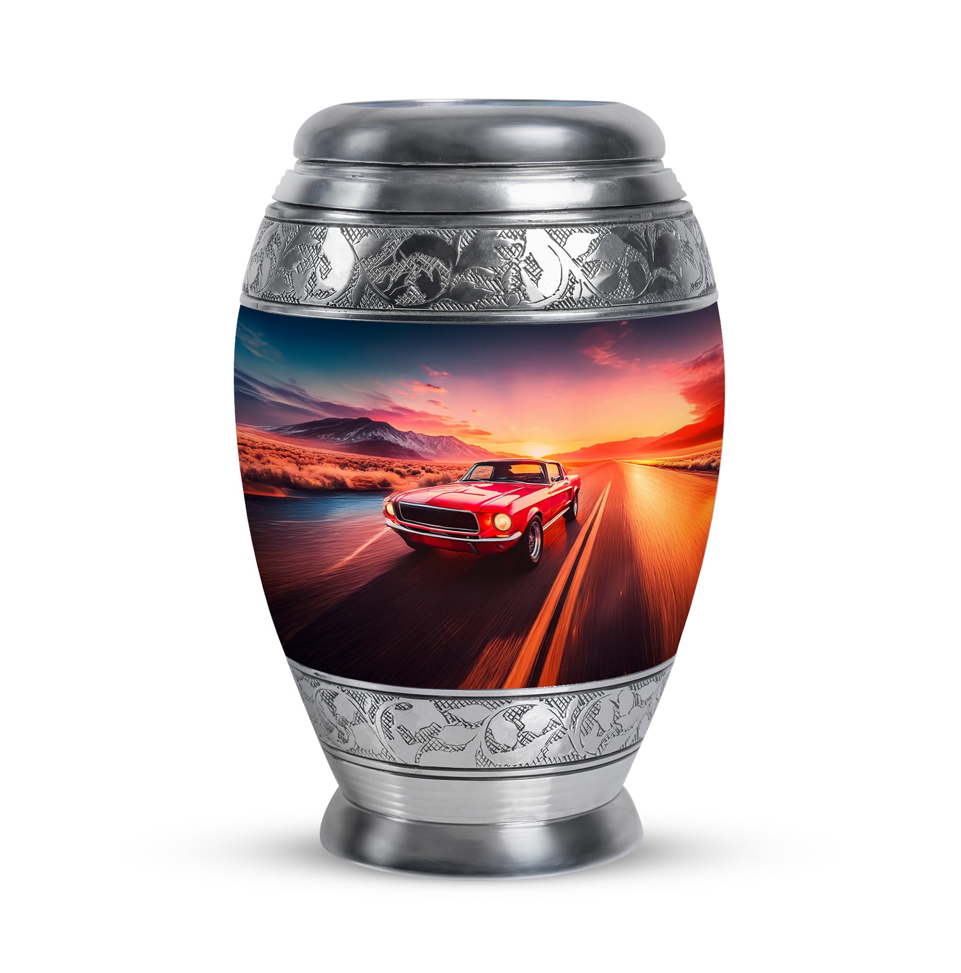Blue Car Journey Cremation Urns for Human Ashes - 10-inch, 200 cu in - Karyliz