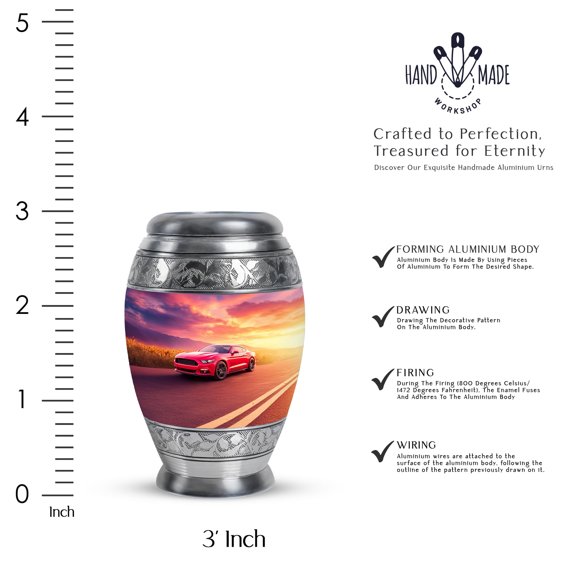Celestial Blue Car Cremation Urn lifestyle display on memorial shelf - regal car design with crown-inspired accents - mini keepsake memorial for portion of cremation ashes
