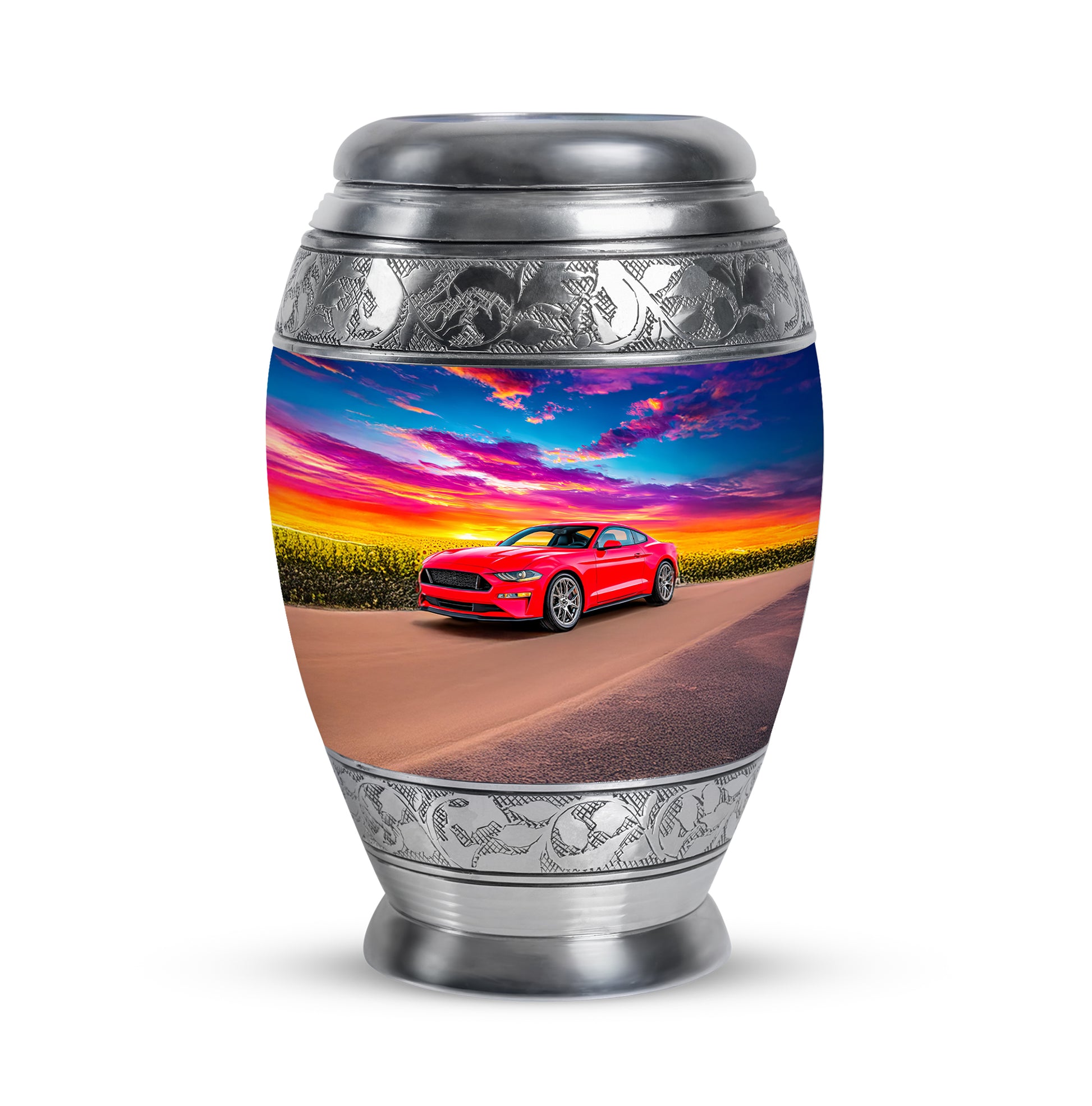 Personalized Elegant Car Cremation Urns - Blue 10-inch, 200 cu in - Karyliz