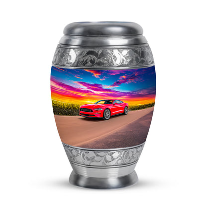 Personalized Elegant Car Cremation Urns - Blue 10-inch, 200 cu in - Karyliz