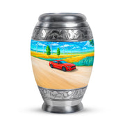 Luminous Blue Car Heritage Urn for Human Ashes - 10-inch, 200 cu in - Karyliz