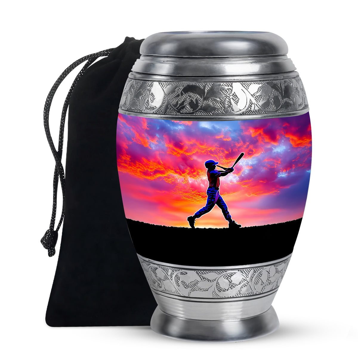 Sunset Baseball Player Urn - Cremation Urn For Human Ashes