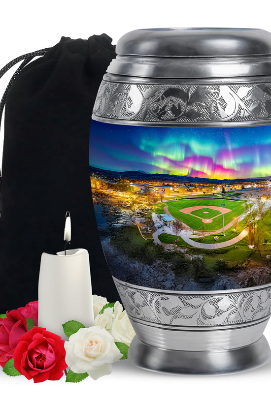 Baseball Field Memorial Urn - Northern Lights Urn For Adult