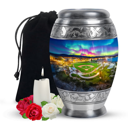 Baseball Field Memorial Urn - Northern Lights Urn For Adult