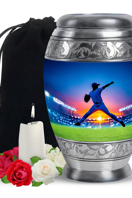 Baseball Pitcher Memorial Urn - Decorative Urn For Adult Male