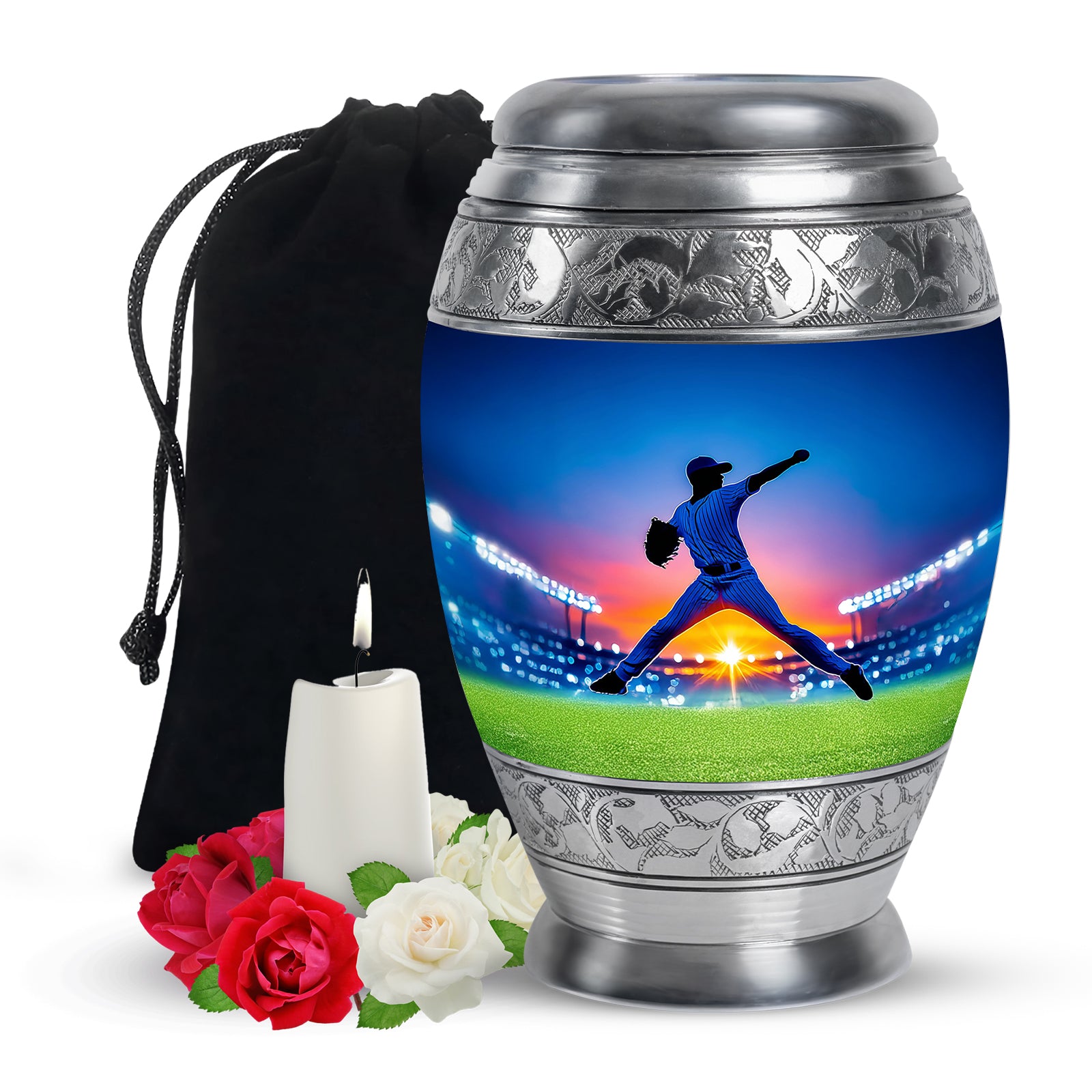 Baseball Pitcher Memorial Urn - Decorative Urn For Adult Male