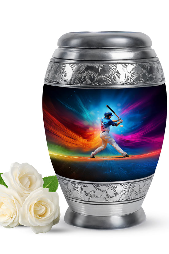 Blue Serene Baseball Memorial Urn for Ashes - 10-inch, 200 cu in - Yatskia