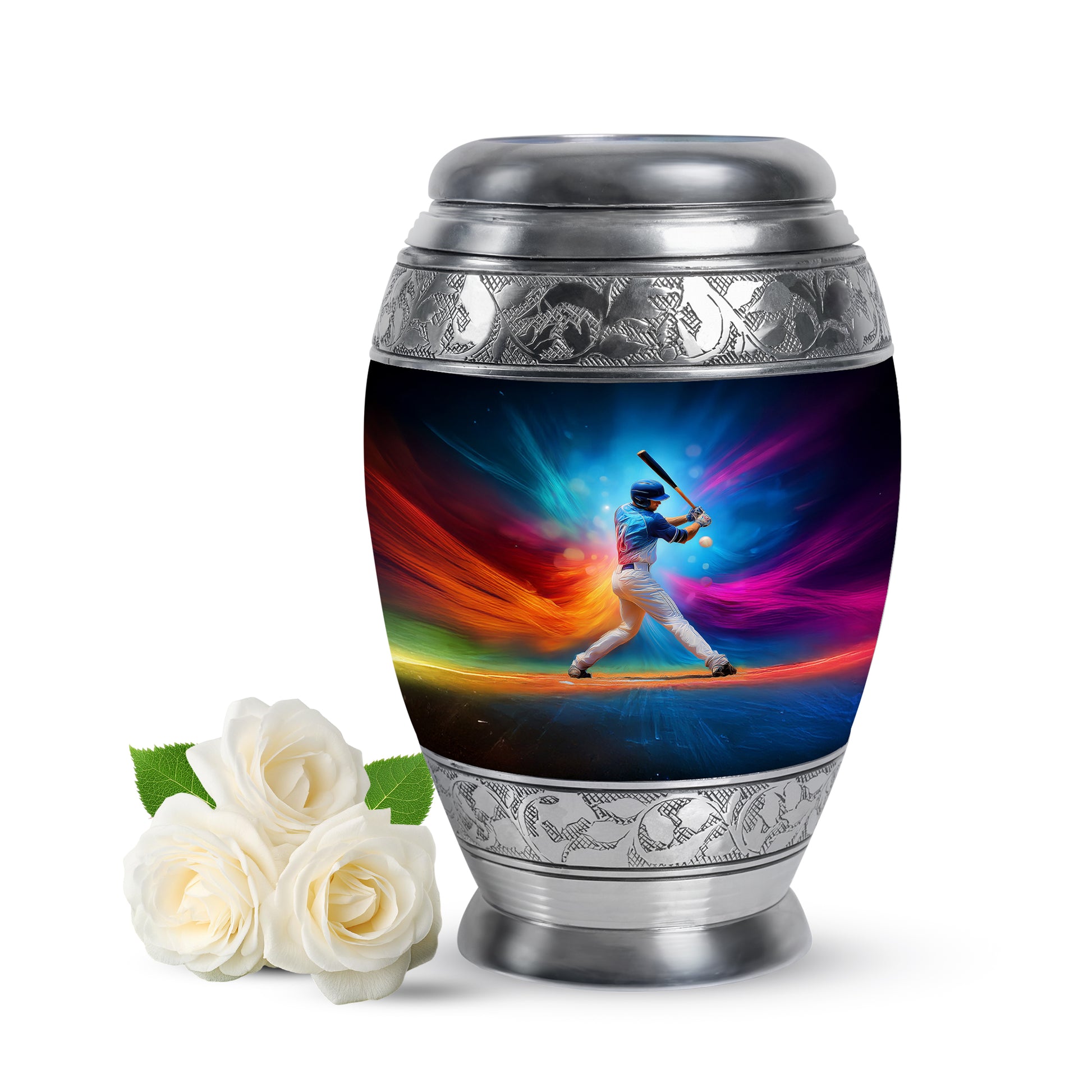 Blue Serene Baseball Memorial Urn for Ashes - 10-inch, 200 cu in - Yatskia