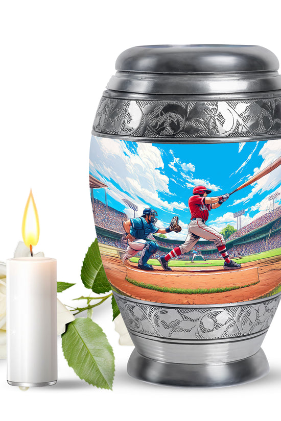 Blue Baseball Cremation Urns - Glorious Benediction 10-inch, 200 cu in - Yatskia