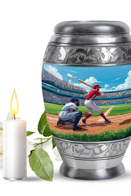 Radiant Baseball Memorial Cremation Urns - Blue 10-inch, 200 cu in - Yatskia