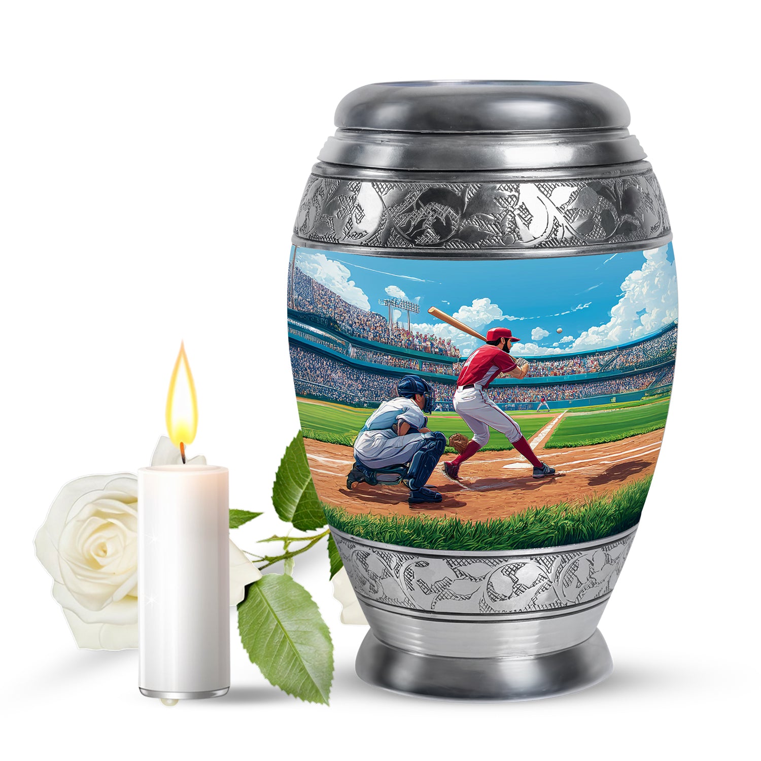 Radiant Baseball Memorial Cremation Urns - Blue 10-inch, 200 cu in - Yatskia