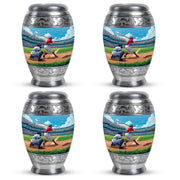 Indigo Baseball Cremation Urn urn with complimentary velvet bag - regal baseball design with crown-inspired accents - 10 inch aluminum urn for cremated remains