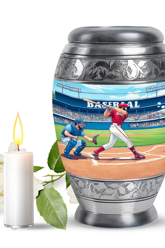 Illustrious Baseball Memorial Cremation Urns - Teal 10-inch, 200 cu in - Yatskia