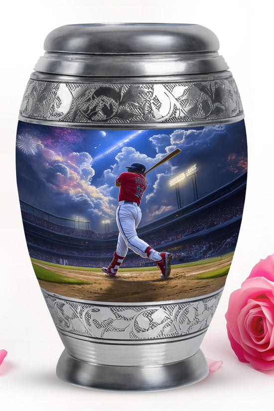 Blue Resounding Baseball Memorial Urn for Ashes - 10-inch, 200 cu in - Yatskia