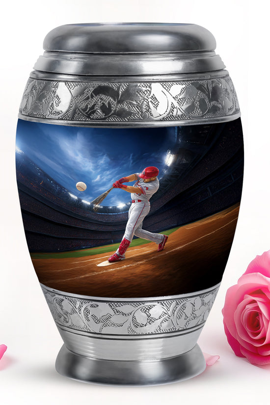 Radiant Baseball Memorial Cremation Urns - Blue 10-inch, 200 cu in - Yatskia