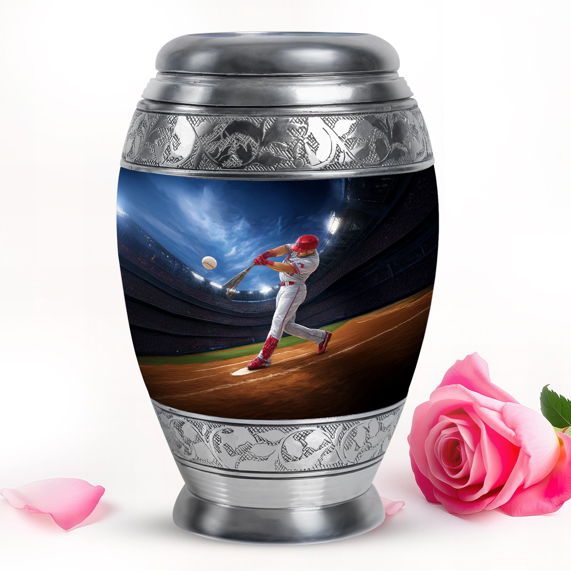 Radiant Baseball Memorial Cremation Urns - Blue 10-inch, 200 cu in - Yatskia