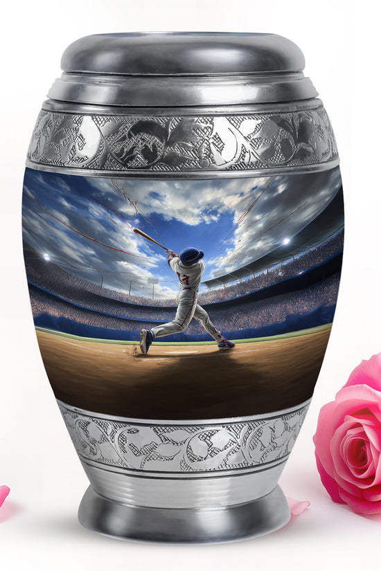 Blue Baseball Cremation Urns - Glorious Tribute 10-inch, 200 cu in - Yatskia