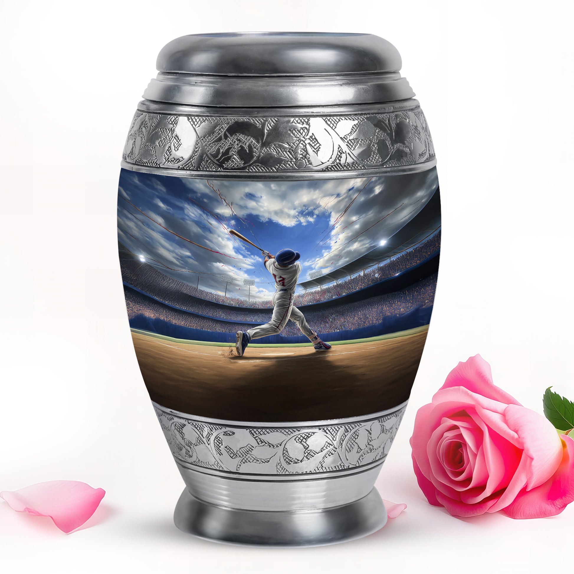 Blue Baseball Cremation Urns - Glorious Tribute 10-inch, 200 cu in - Yatskia