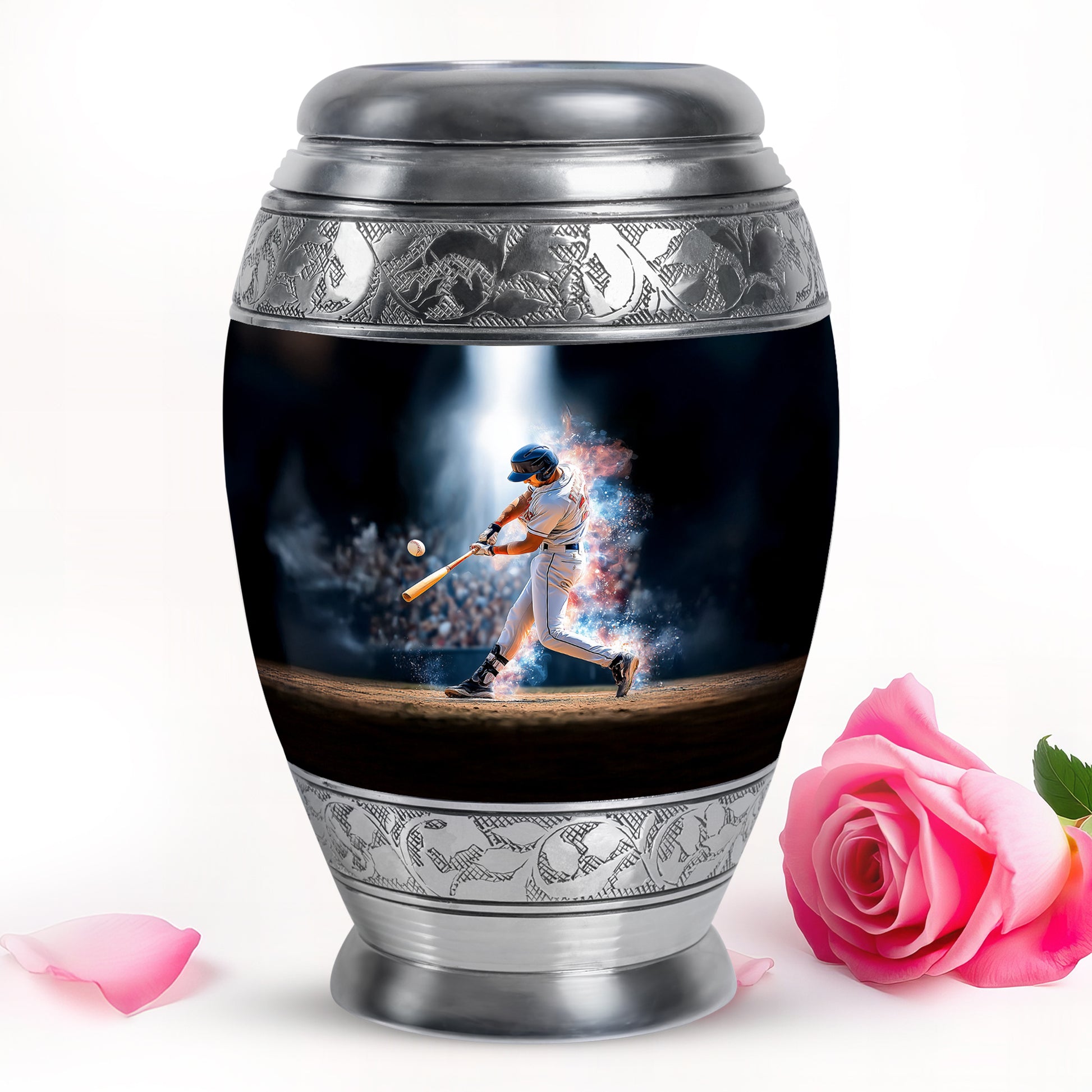 Black Baseball Reflection Cremation Urns for Human Ashes - 10-inch, 200 cu in - Yatskia