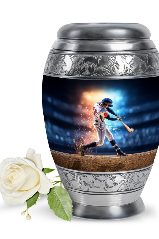 Remarkable Baseball Memorial Cremation Urns - Blue 10-inch, 200 cu in - Yatskia