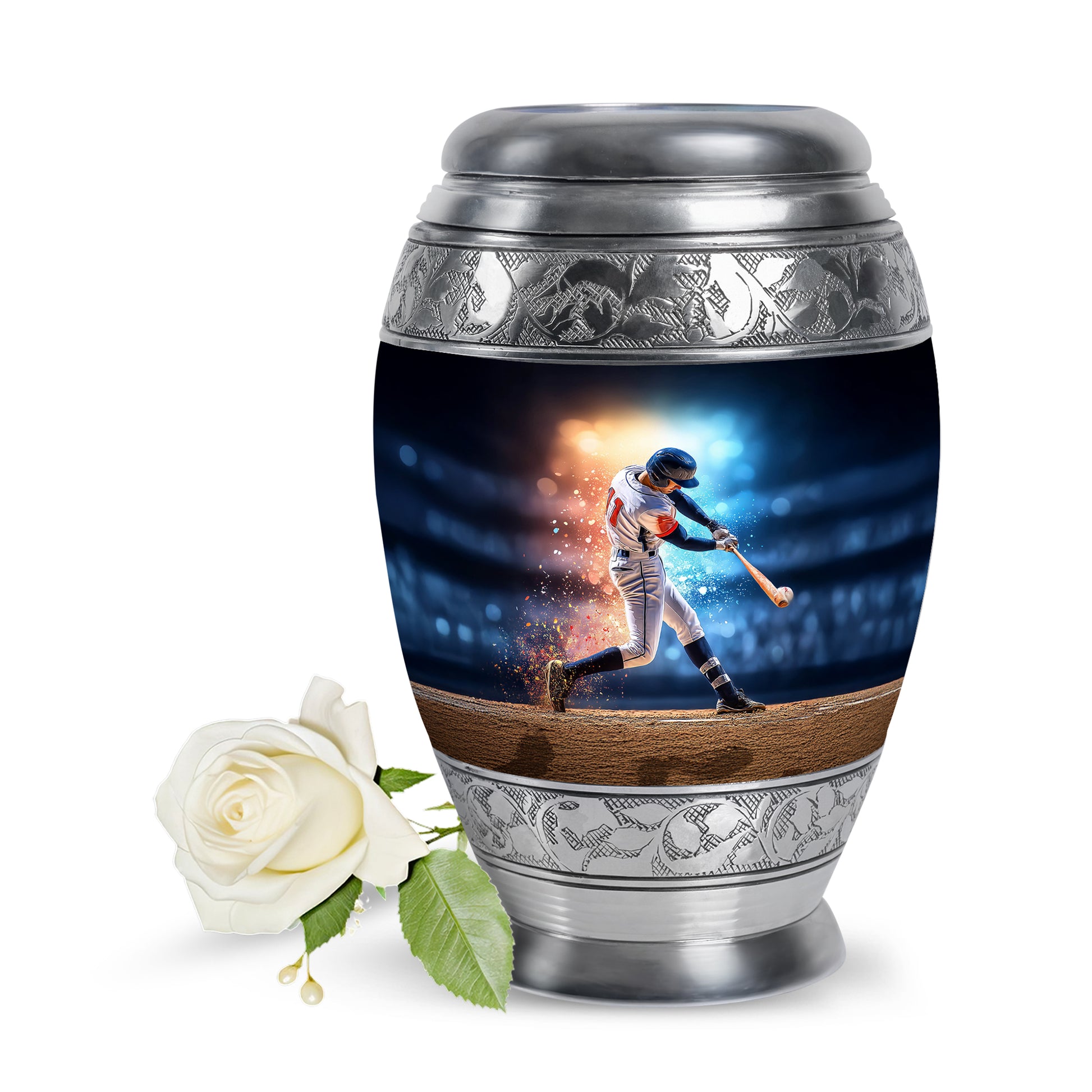 Remarkable Baseball Memorial Cremation Urns - Blue 10-inch, 200 cu in - Yatskia