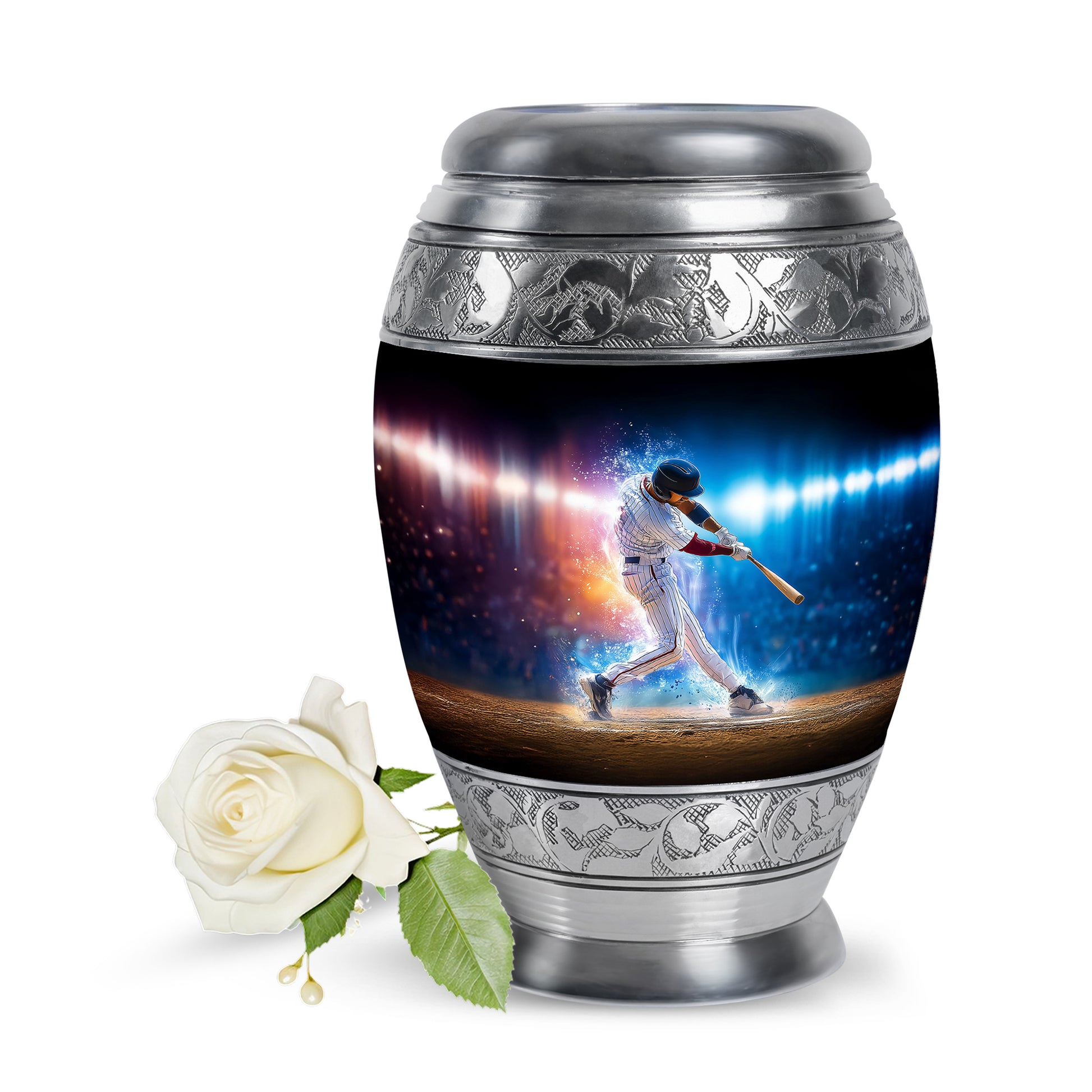 Personalized Refined Baseball Cremation Urns - Black 10-inch, 200 cu in - Yatskia