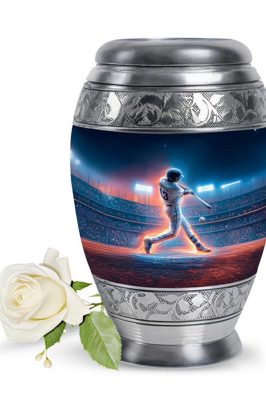 Personalized Eternal Baseball Cremation Urns - Blue 10-inch, 200 cu in - Yatskia