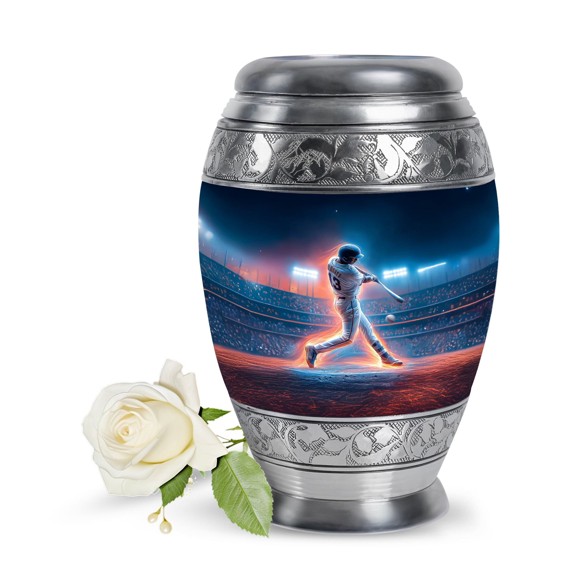 Personalized Eternal Baseball Cremation Urns - Blue 10-inch, 200 cu in - Yatskia