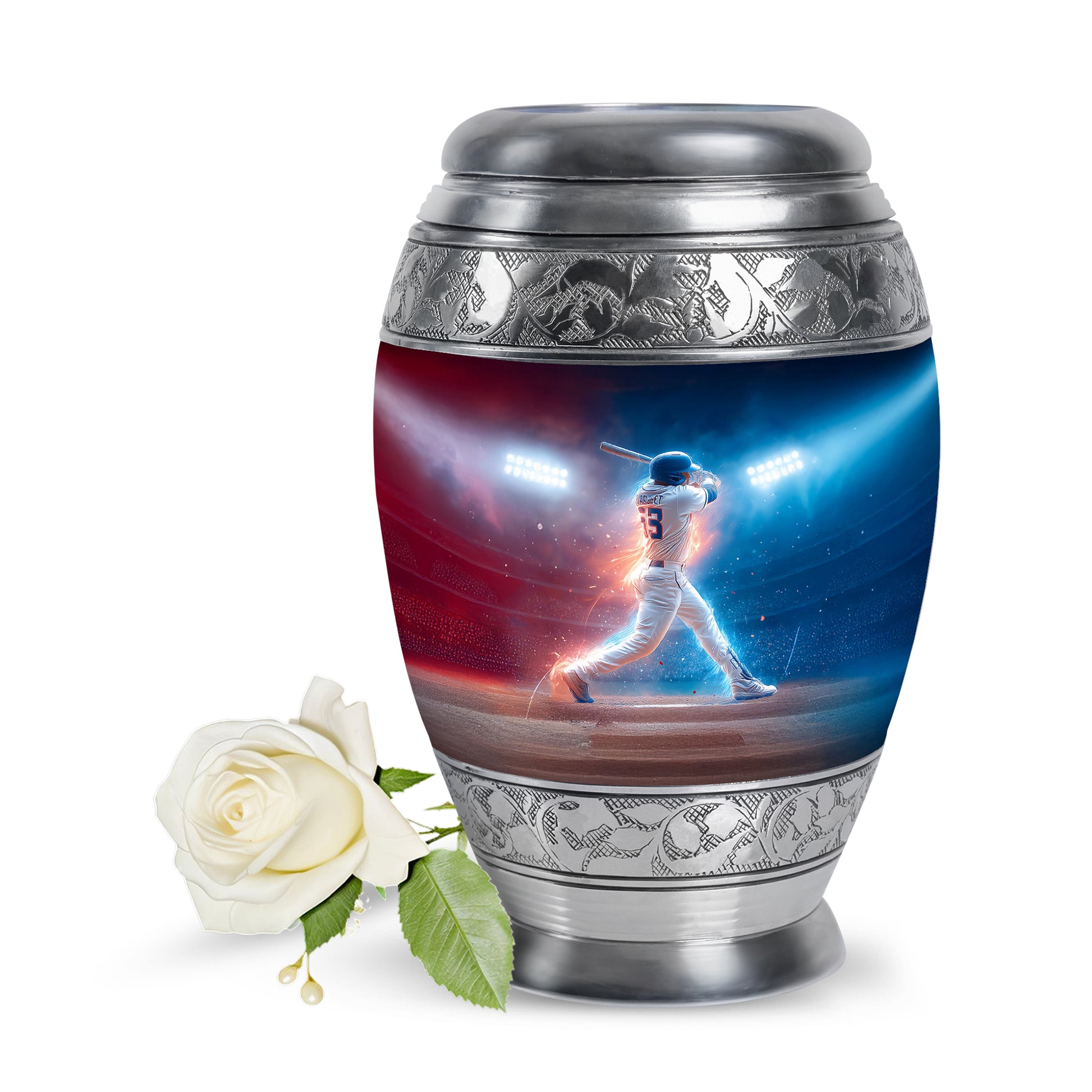 Blue Comforting Baseball Memorial Urn for Ashes - 10-inch, 200 cu in - Yatskia