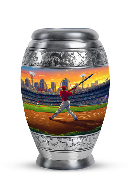 Gold Baseball Reflection Cremation Urns for Human Ashes - 10-inch, 200 cu in - Yatskia