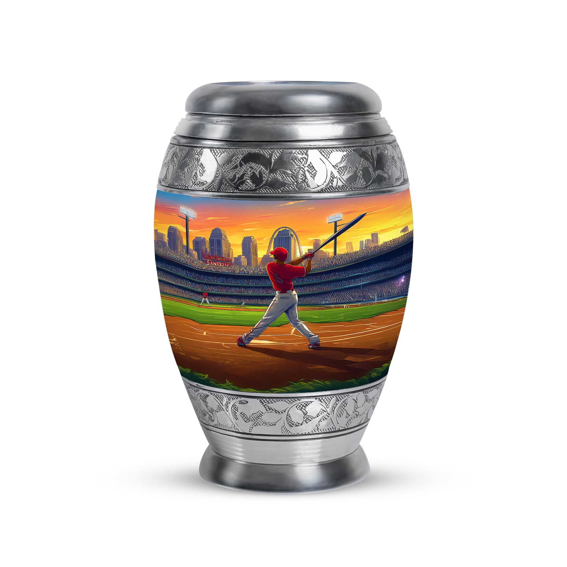 Gold Baseball Reflection Cremation Urns for Human Ashes - 10-inch, 200 cu in - Yatskia