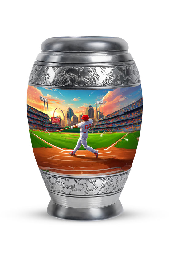 Blue Treasured Baseball Cremation Urns for Human Ashes - 10-inch, 200 cu in - Yatskia