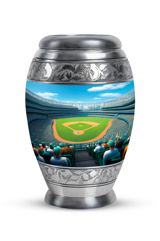 Lustrous Baseball Cremation Urns for Human Ashes - Blue 10-inch - Yatskia