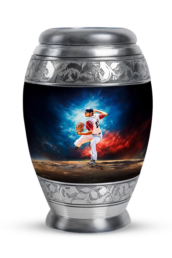 Blue Resounding Baseball Memorial Urn for Ashes - 10-inch, 200 cu in - Yatskia
