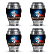 Celestial Blue Baseball Cremation Urn urn with complimentary velvet bag - regal baseball design with crown-inspired accents - 10 inch aluminum urn for cremated remains