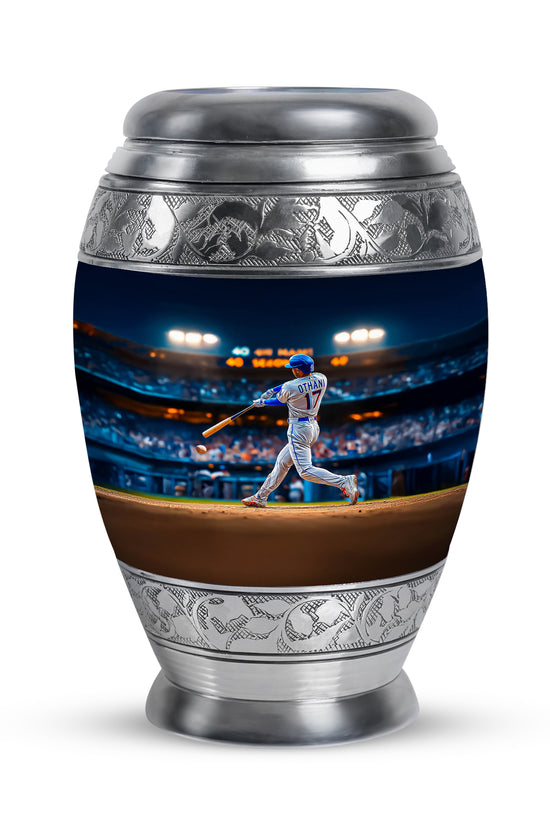 Illustrious Baseball Memorial Cremation Urns - Blue 10-inch, 200 cu in - Yatskia