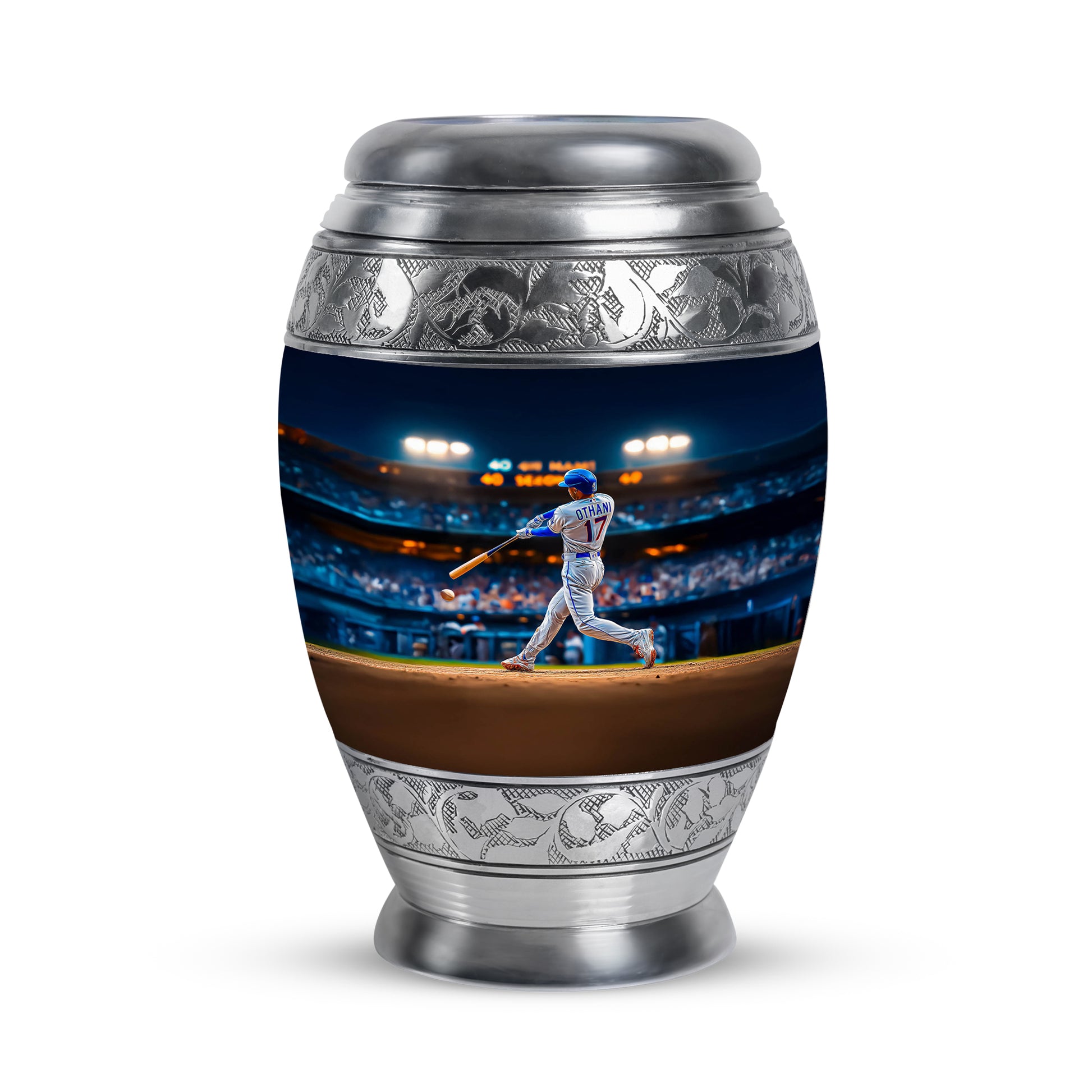 Illustrious Baseball Memorial Cremation Urns - Blue 10-inch, 200 cu in - Yatskia