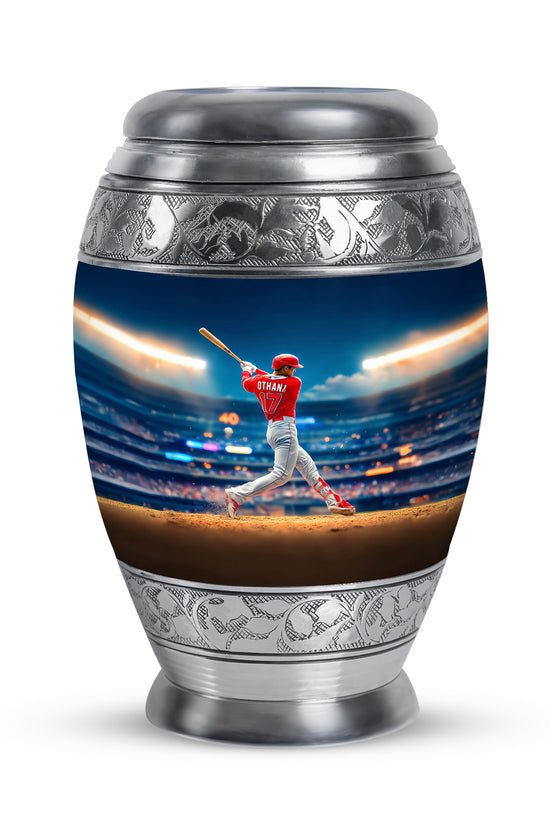 Blessed Baseball Cremation Urns for Human Ashes - Blue 10-inch - Yatskia