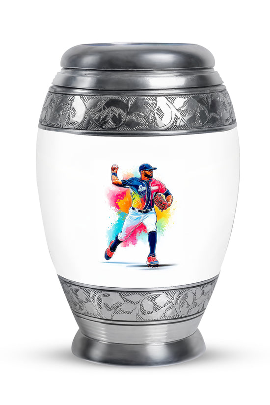 Inspiring White Baseball Keepsake Urn for Human Ashes - 10-inch, 200 cu in - Yatskia