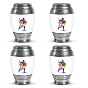 Snow White Baseball Cremation Urn urn with complimentary velvet bag - regal baseball design with crown-inspired accents - 10 inch aluminum urn for cremated remains