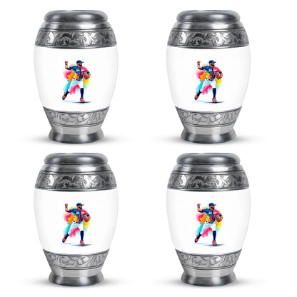 Snow White Baseball Cremation Urn urn with complimentary velvet bag - regal baseball design with crown-inspired accents - 10 inch aluminum urn for cremated remains