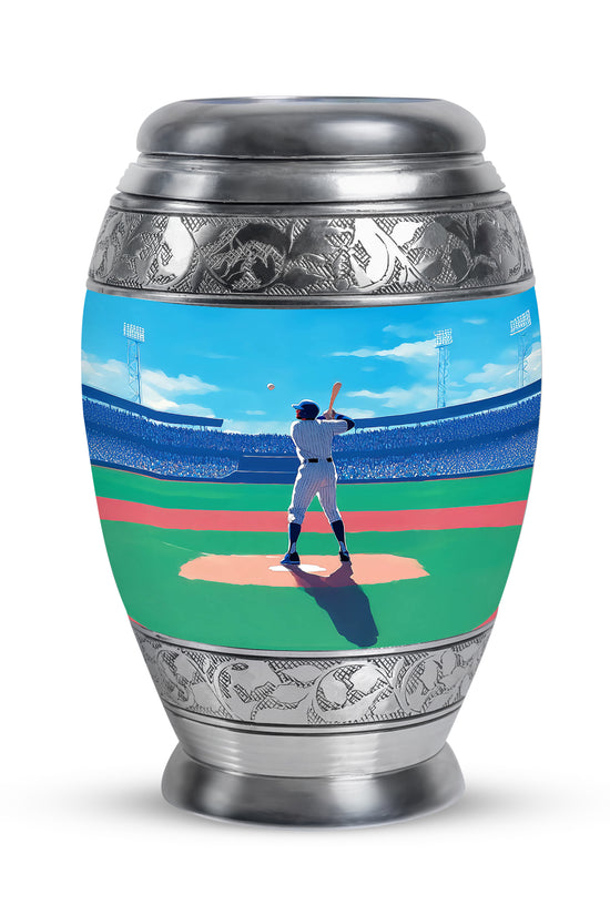 Blue Baseball Haven Cremation Urns for Human Ashes - 10-inch, 200 cu in - Yatskia