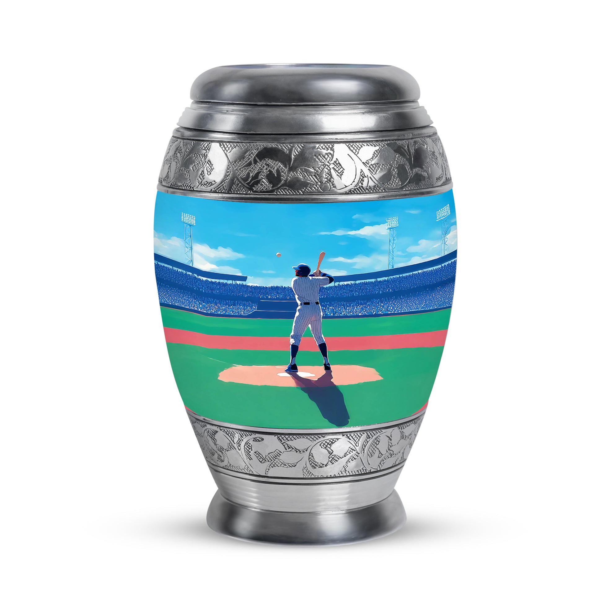 Blue Baseball Haven Cremation Urns for Human Ashes - 10-inch, 200 cu in - Yatskia