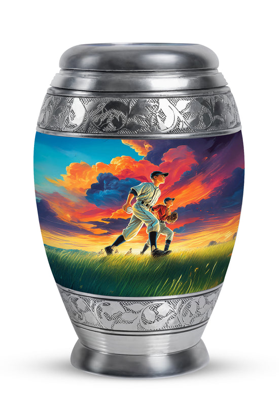 Personalized Magnificent Baseball Cremation Urns - Blue 10-inch, 200 cu in - Yatskia