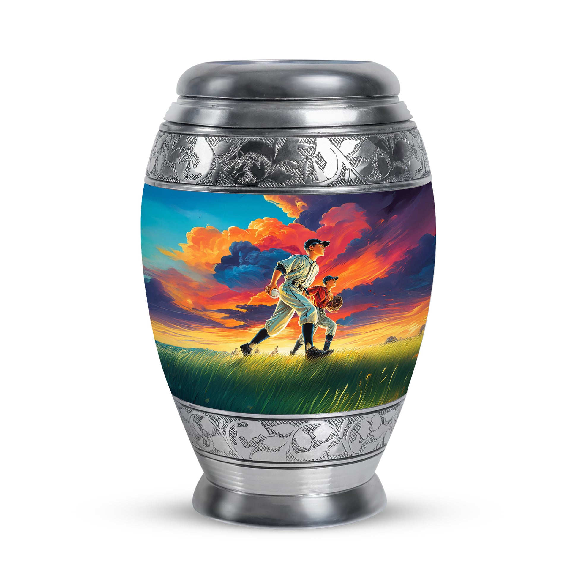 Personalized Magnificent Baseball Cremation Urns - Blue 10-inch, 200 cu in - Yatskia